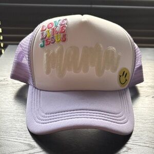 Purple and White 'Mama' Trucker Hat